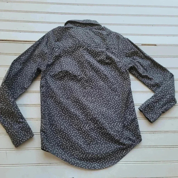 Place Button Up Shirt Boys Small 5-6 Arrow Print Long Sleeve Gray White Cotton - Picture 6 of 8
